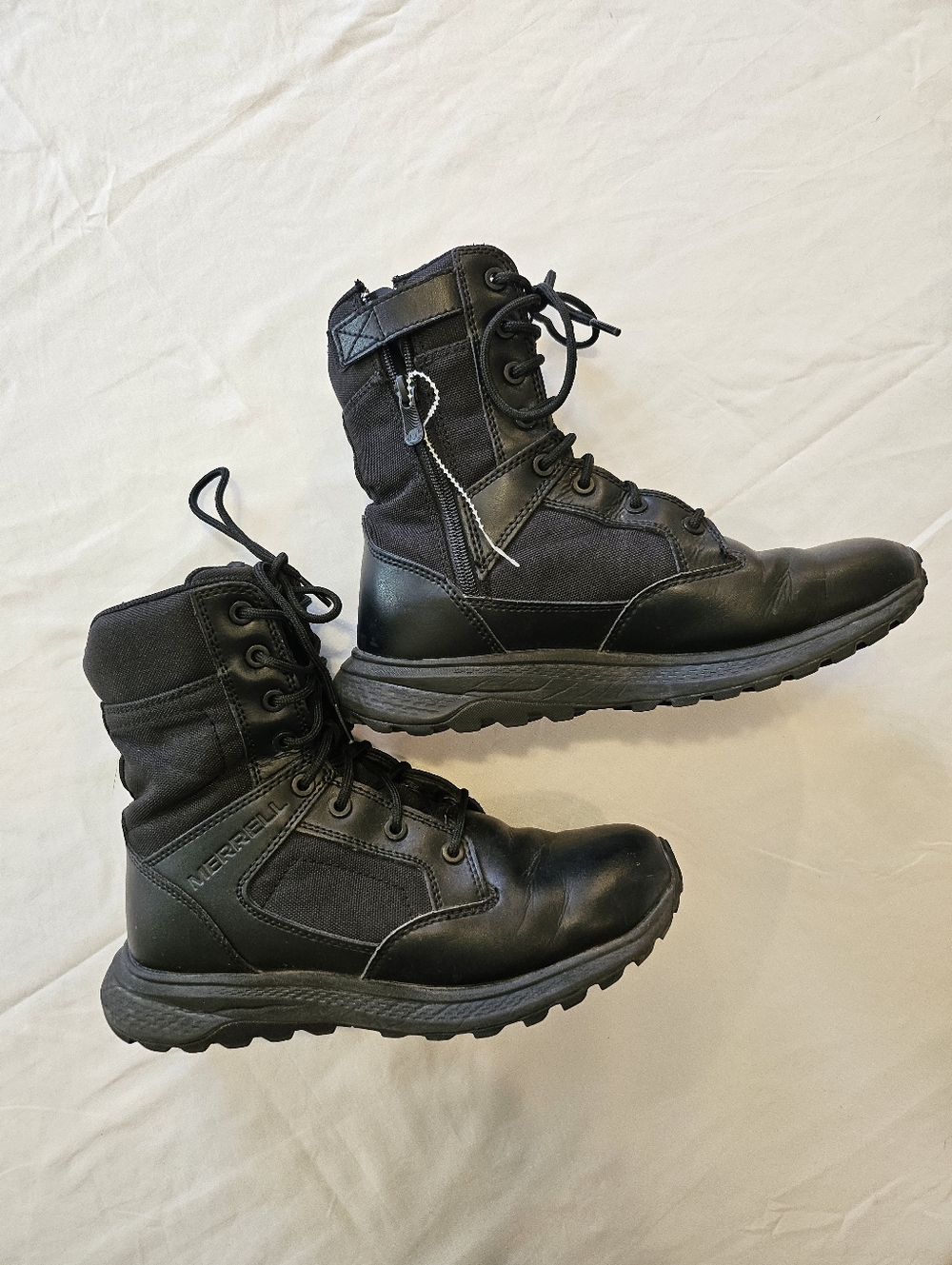 Merrell Men's Tactical Boots Black Side Zipper Size 7